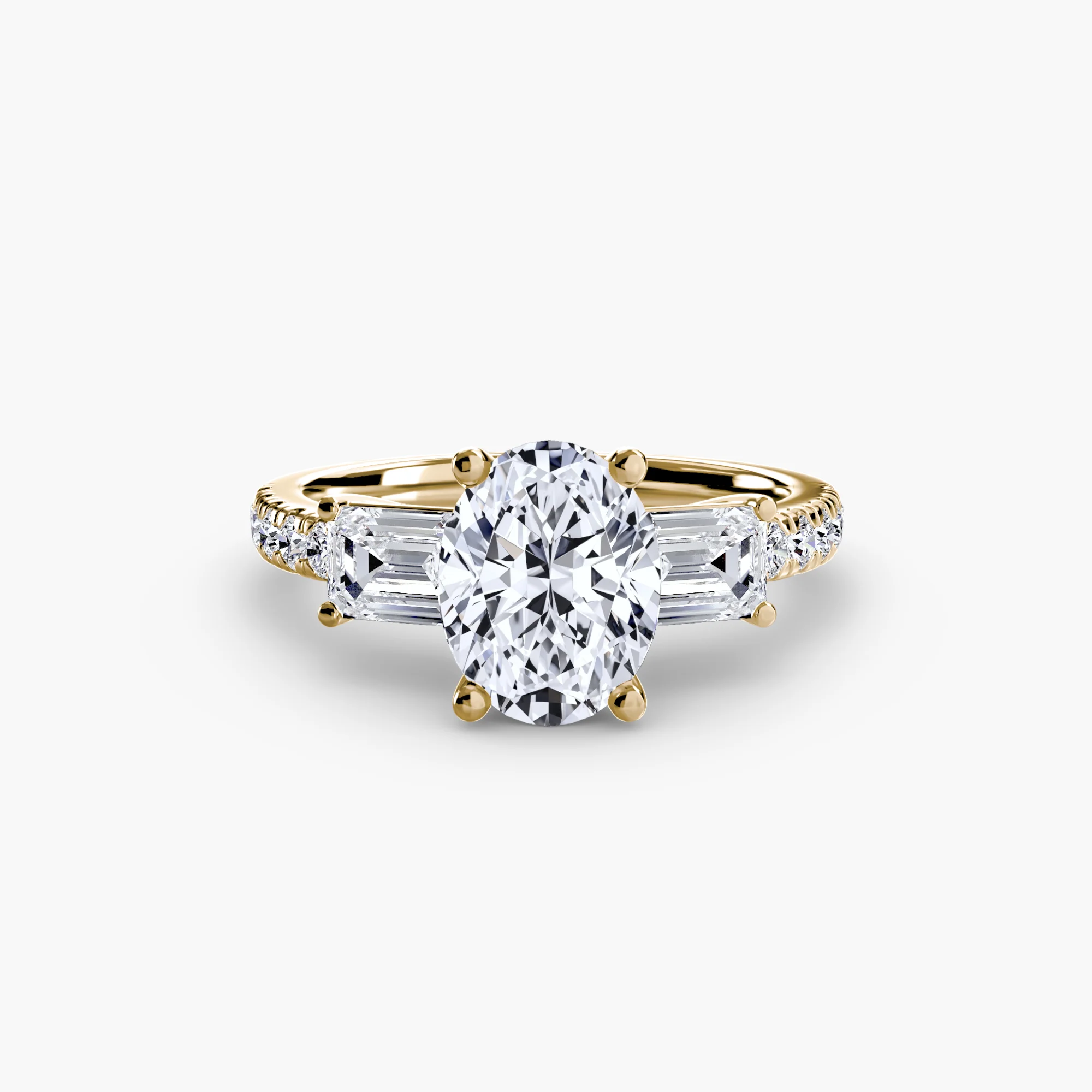 Three-Stone Ring with Pavé Band 4 - Image 14