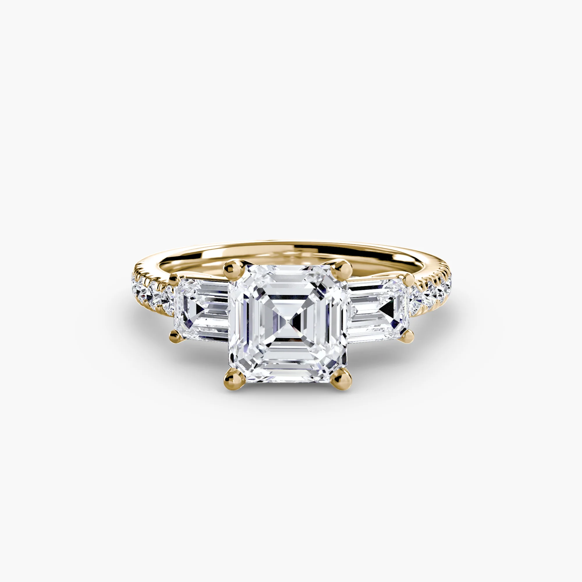 Three-Stone Ring with Pavé Band 4 - Image 19