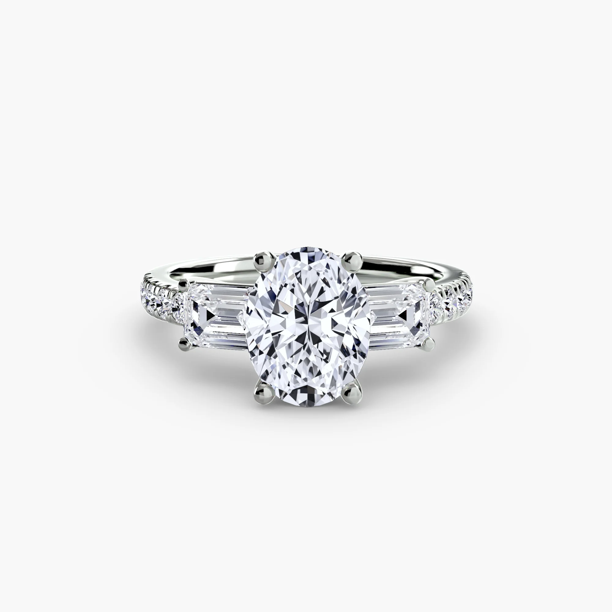 Three-Stone Ring with Pavé Band 4 - Image 5