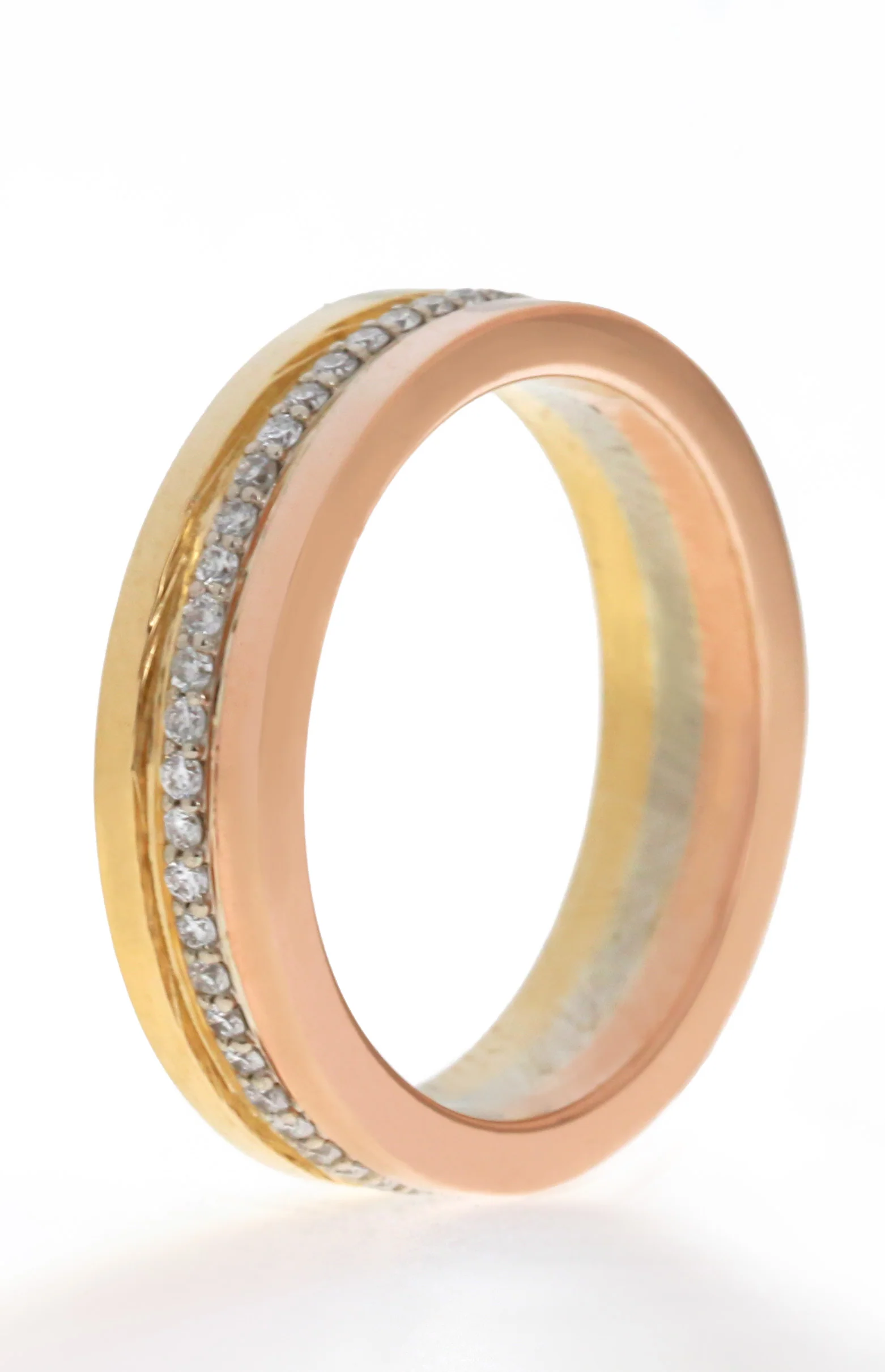 TRI COLOUR WEDDING BAND 18KT .58CT