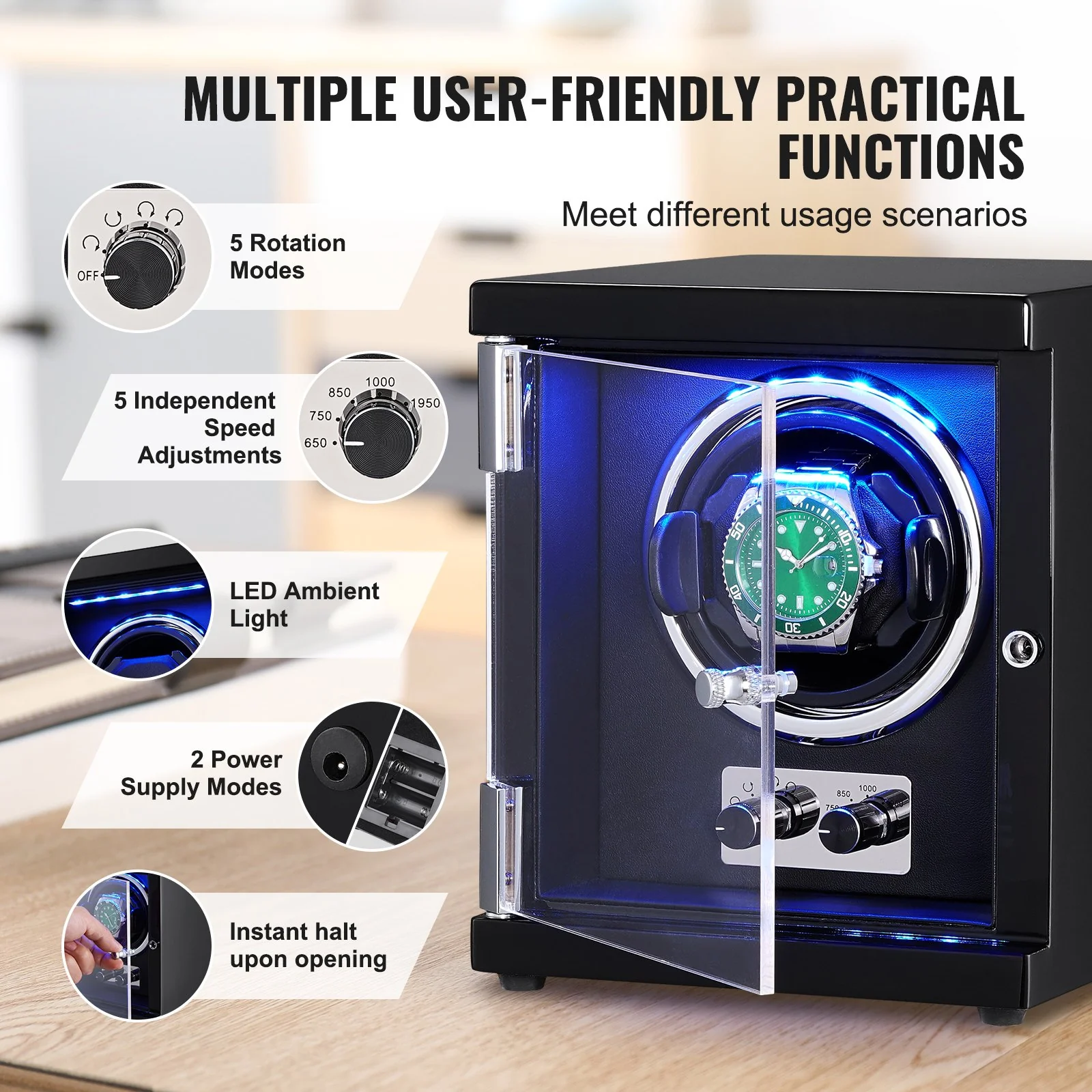 Watchfinder Single Watch Winder — Japanese Mabuchi Motor - Image 5