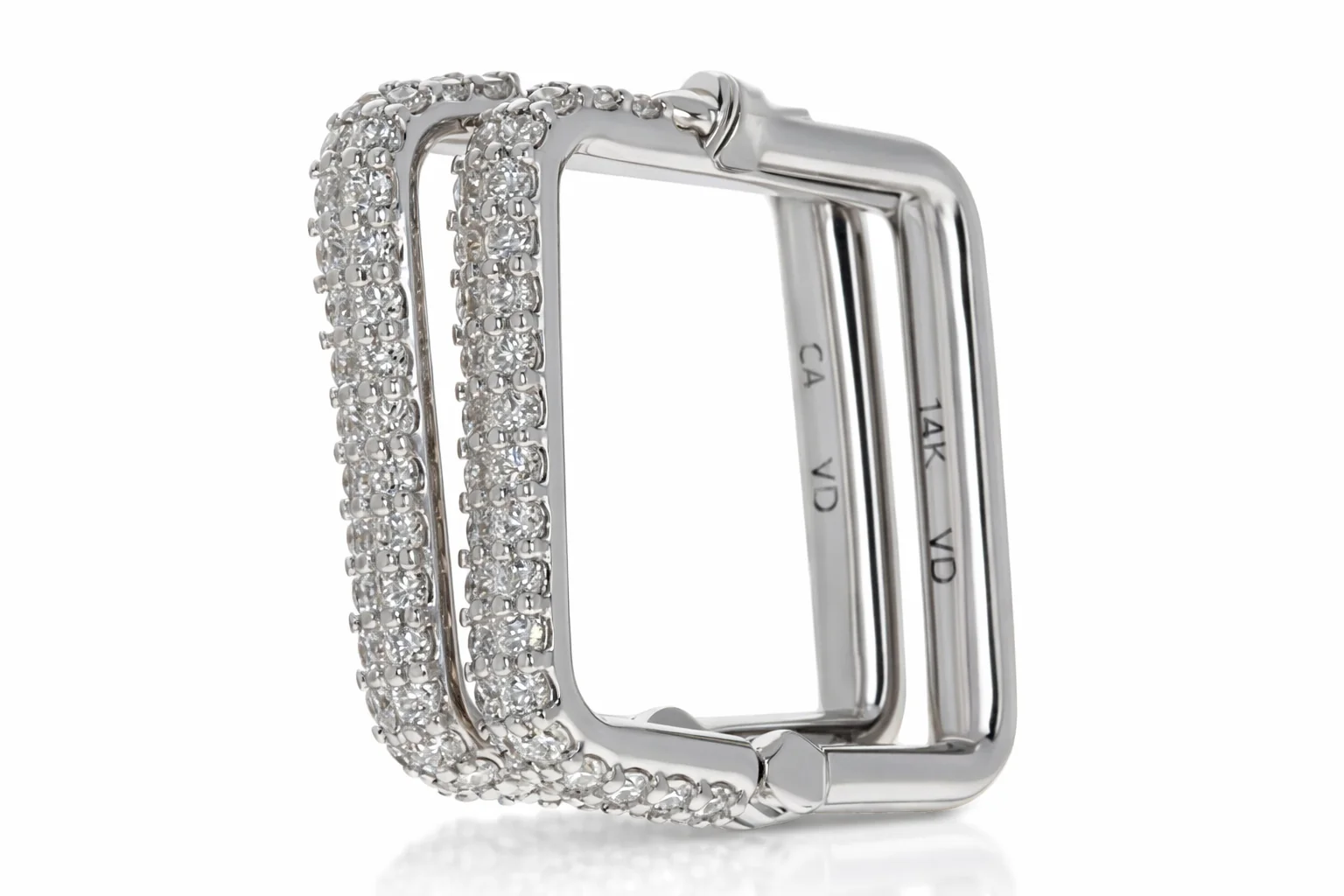 WF 14KT WHITE GOLD LAB GROWN SQUARE SHAPED EARINGS 0.67CT