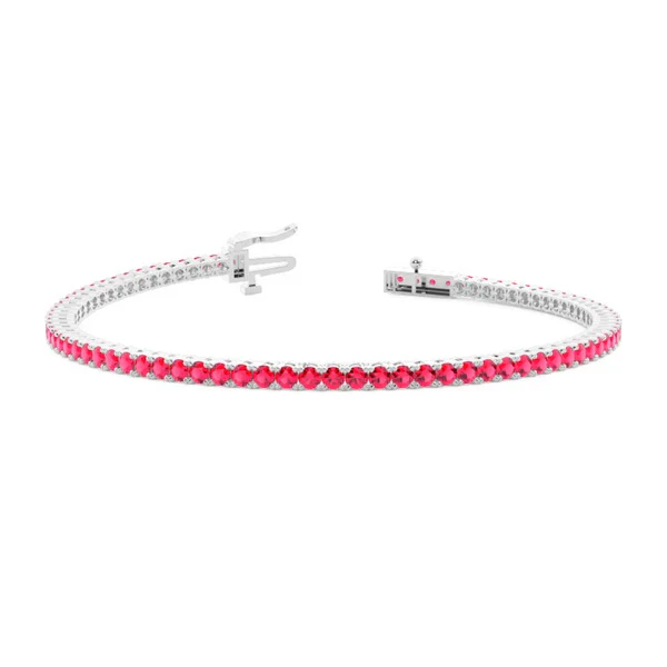 WF RUBY SET 18KT WHITE GOLD TENNIS BRACELET