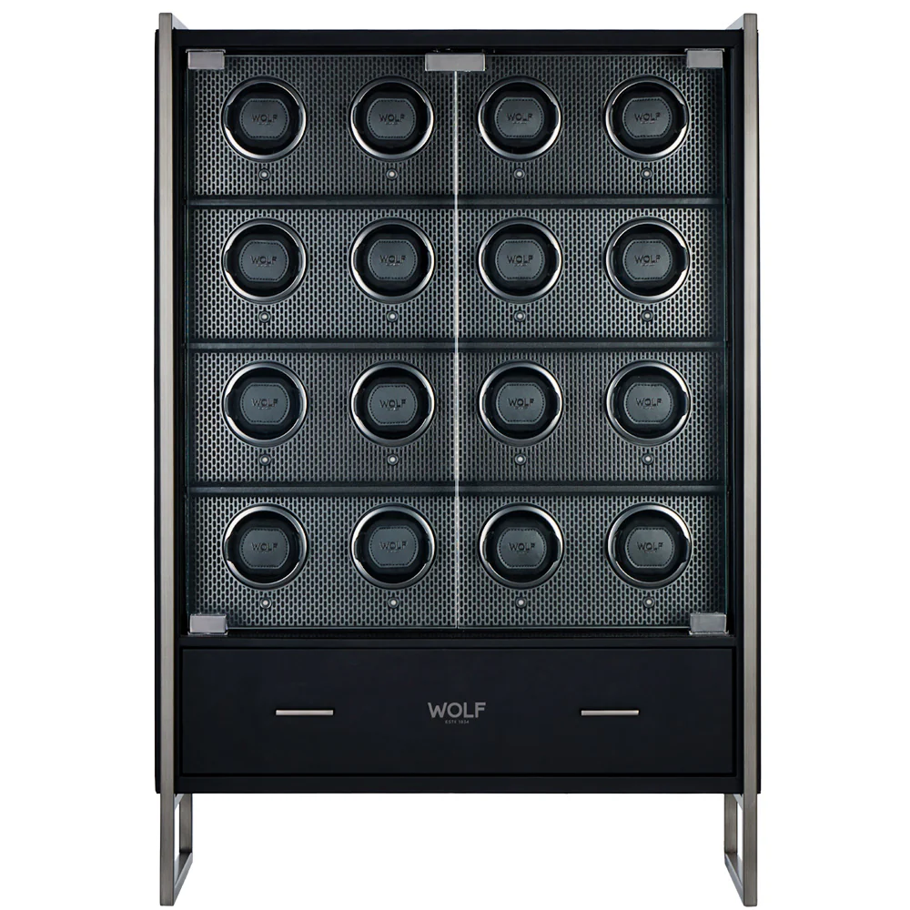 WOLF Axis 16 Piece Watch Winder Cabinet | Powder Coat