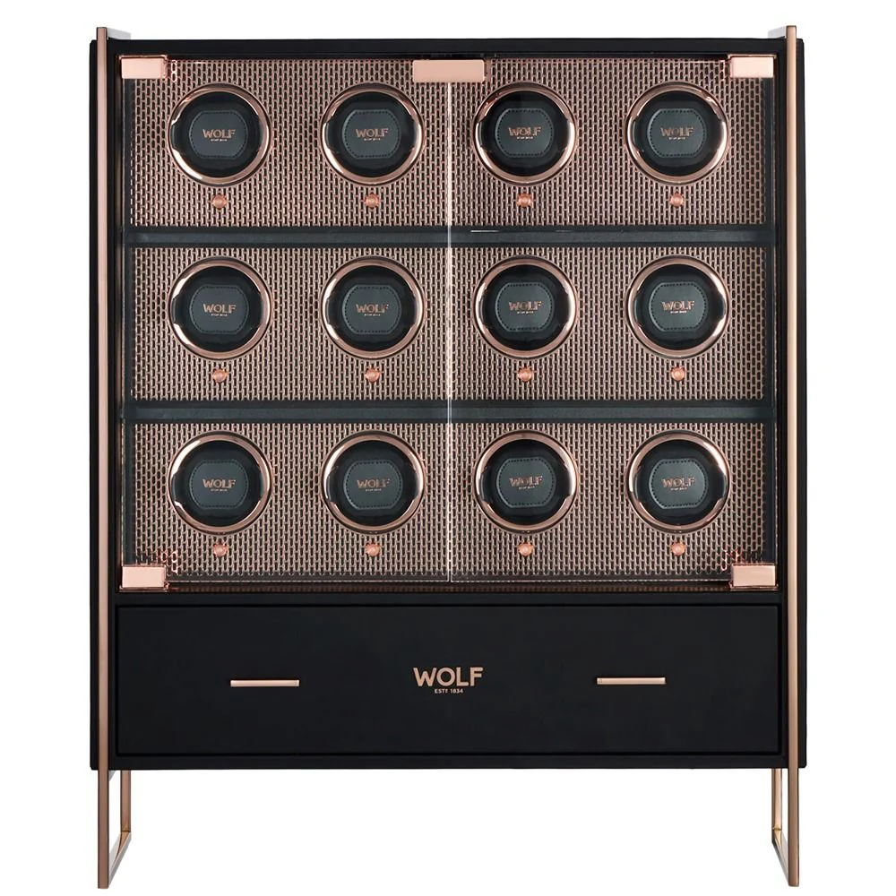 WOLF Powder Coat 12 Piece Watch Winder Cabinet | Copper
