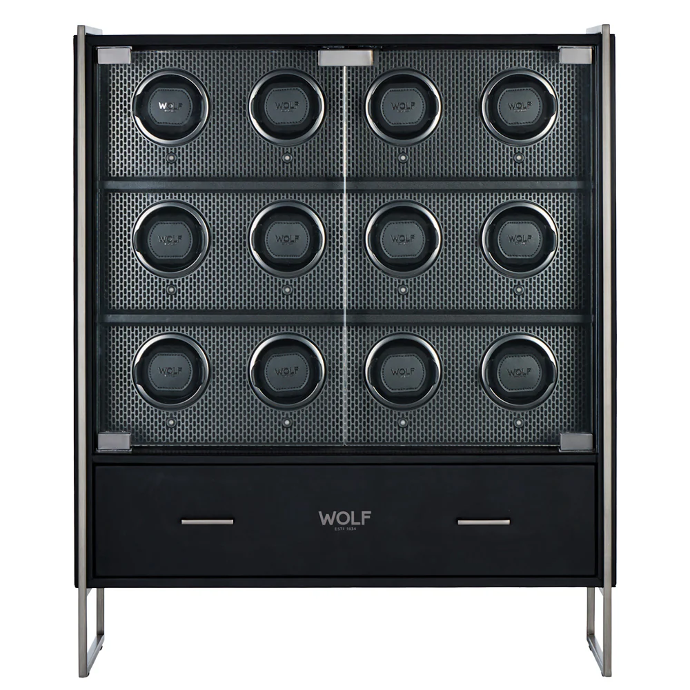 WOLF Powder Coat 12 Piece Watch Winder Cabinet | Powder Coat